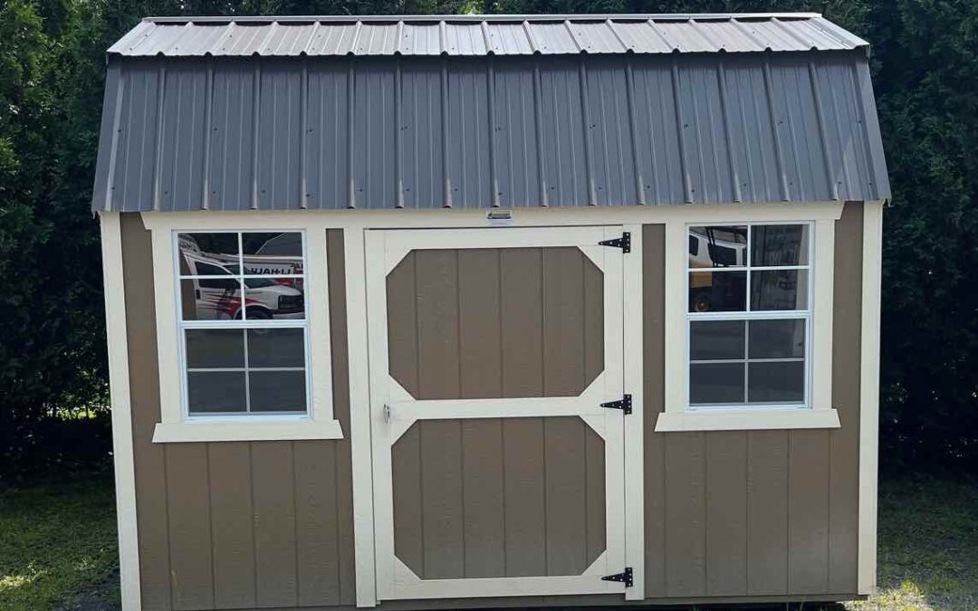 Lofted Barn – 8’x12′, Thatch Brown with 3×3 Windows and Upgraded Color