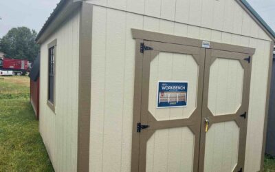 Shed – 10’x12′, 7′ Walls, Shelves, 2×3 Window, Crewel Tan