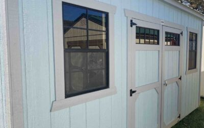 Utility Shed – 10’x16′, Two 2×3 Windows, Double Doors with Windows, 8′ Walls, Breezy
